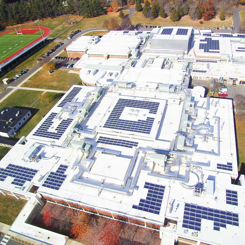 Trumbull High School CT solar Installation managed by Greenskies